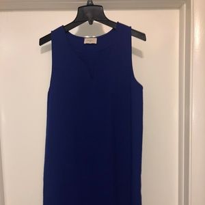 Everly Blue Sleeveless Scalloped Shift Dress